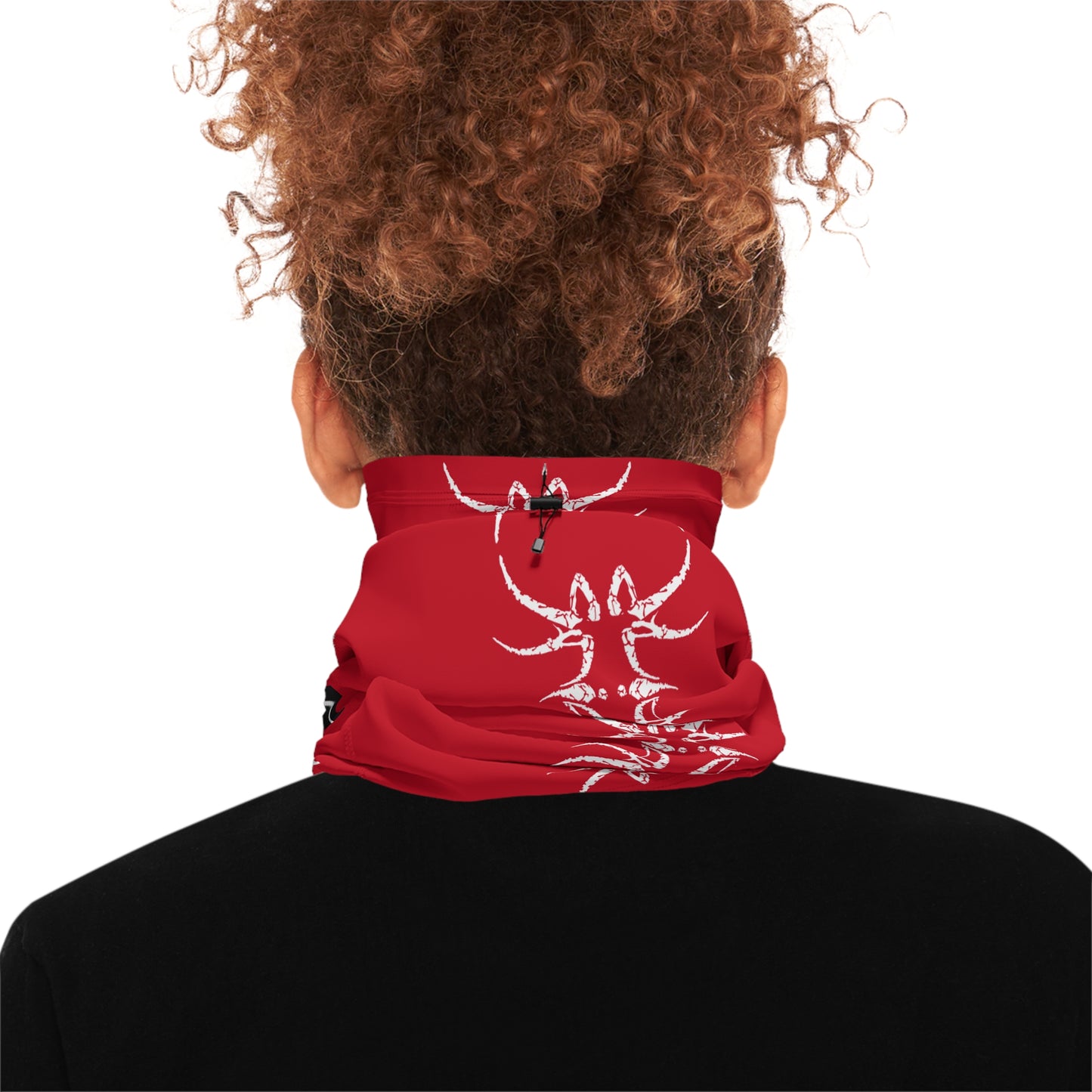 Spine Skull on Red, Winter Neck Gaiter With Drawstring
