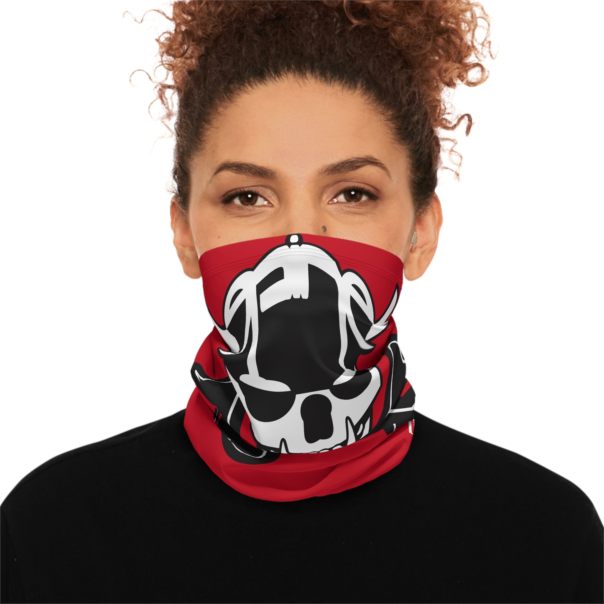 Spine Skull on Red, Winter Neck Gaiter With Drawstring