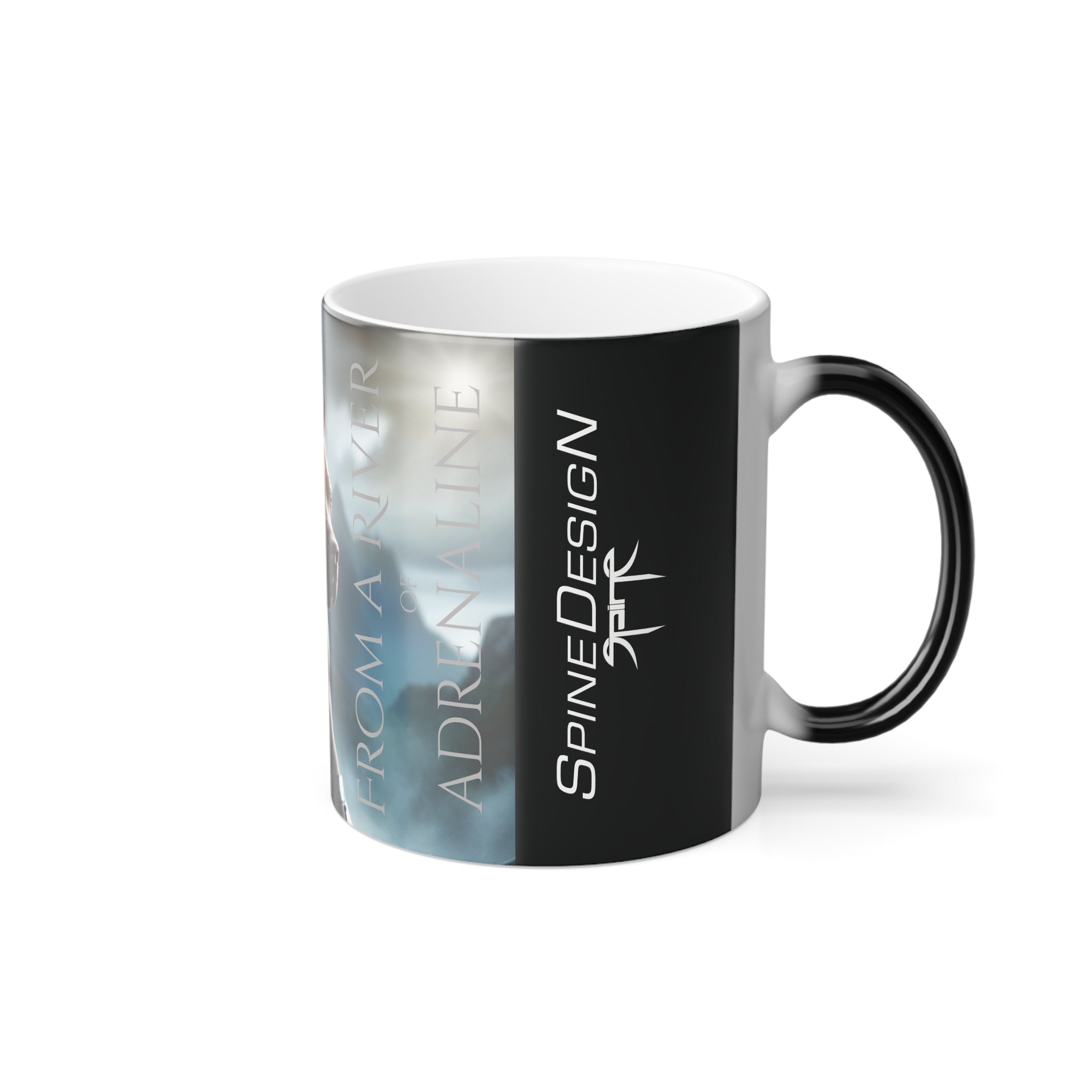 Spinedog, "From a River of Adrenaline" Color Morphing Mug, 11oz by SPINE DESIGN