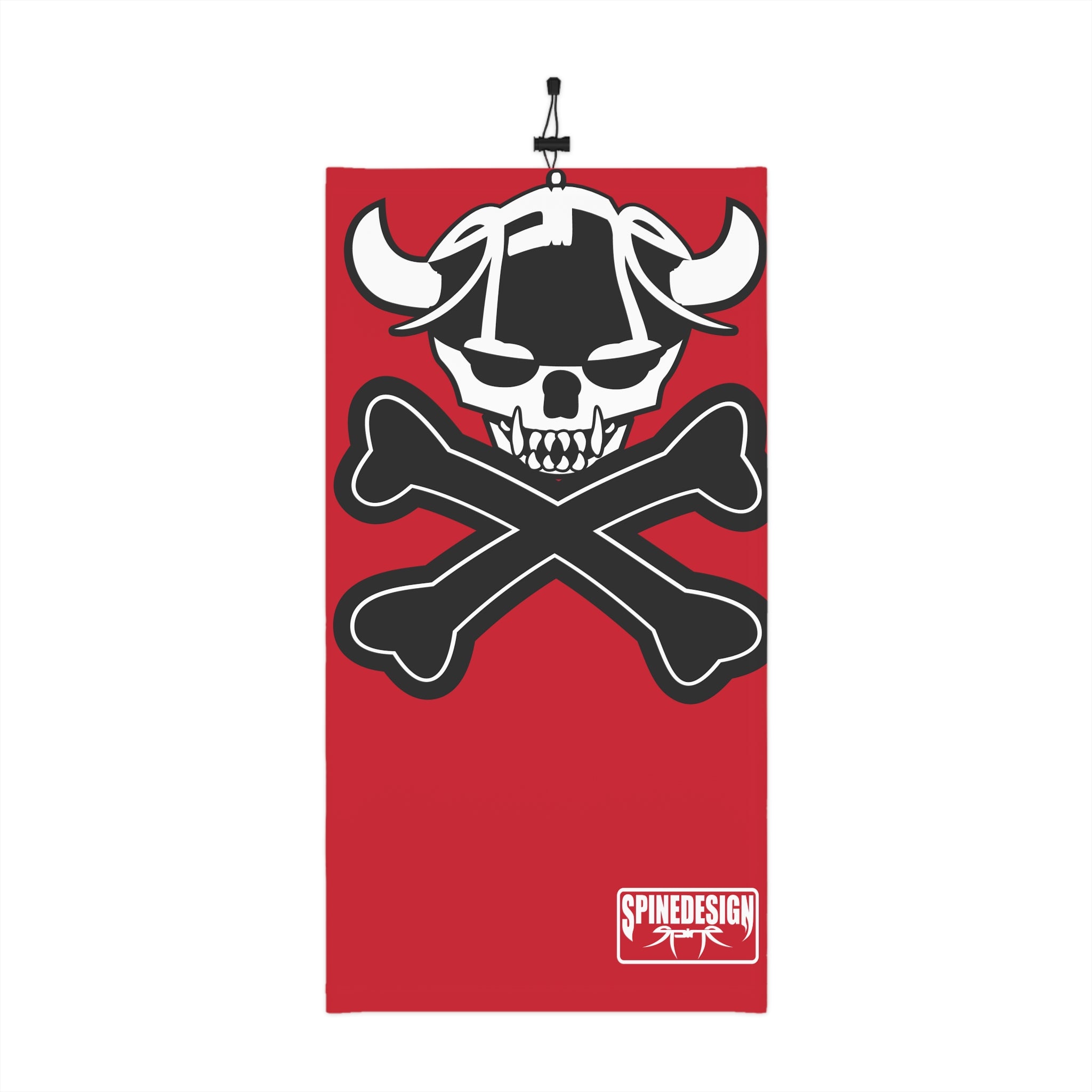 Spine Skull on Red, Winter Neck Gaiter With Drawstring